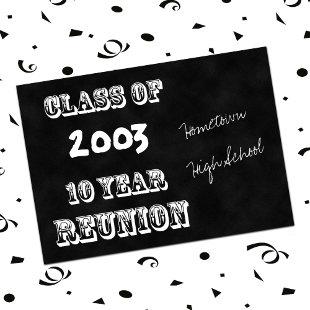 10th Year Class Reunion Black Chalkboard Invitation