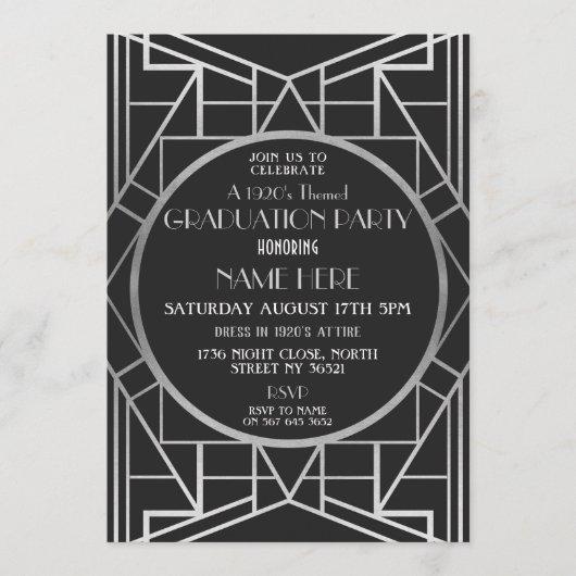 1920 Art Deco Great Graduation Party Gatsby Invite