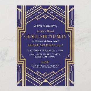 1920s Art Deco Graduation Invite Gatsby Party Gold