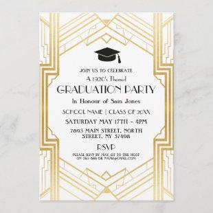 1920s Art Deco Graduation Party Invite Gatsby Gold