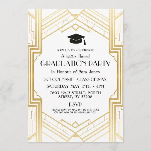1920s Art Deco Graduation Party Invite Gatsby Gold
