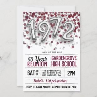 1972 High School College Reunion Invitation