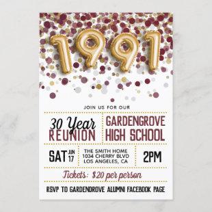 1991 High School College Reunion Invitation