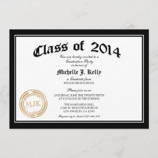 2014 Diploma Graduation Party Invitation