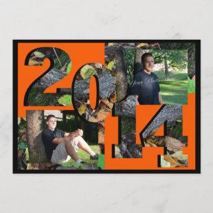 2014 Woodland Camo Twin Photo Orange Invitation