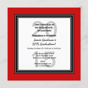 2015 or ANY YEAR Graduation Red Black White V07C Invitation