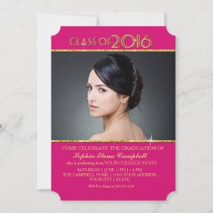 2016 Elegant Faux Glitter Confetti Graduation Part Invitation