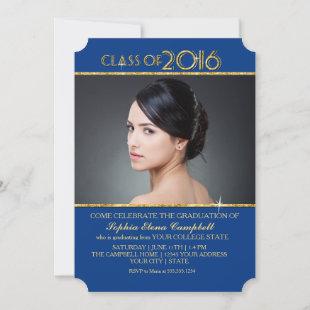 2016 Elegant Faux Glitter Confetti Graduation Part Invitation