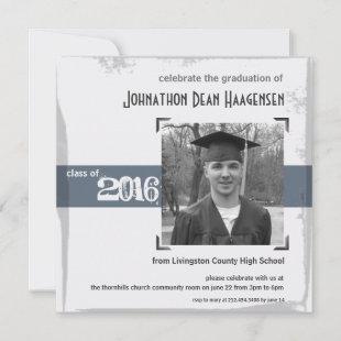 2016 Graduation Rustic Gray Blue Party Invitation