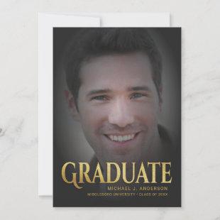 2017 Graduation Announcement Masculine Gold Text