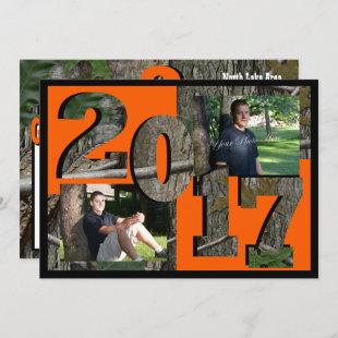 2017 Tree Camo Graduation Twin Photo Invitation