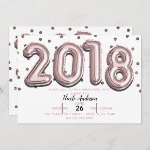 2018 GRADUATION PARTY Rose Gold Confetti Balloons Invitation