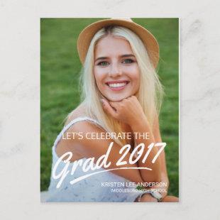2019 Grad Party Brush Script Photo Invitation