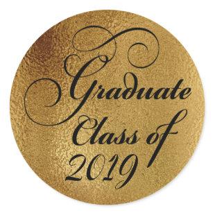 2019 Graduate Gold Graduation Party Thank You Classic Round Sticker