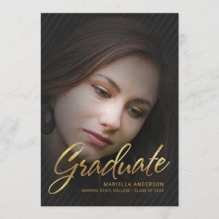2019 Graduate Gold Script Full Photo Overlay Invitation