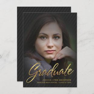 2019 Graduation Faux Gold Foil Text Photo Overlay Invitation