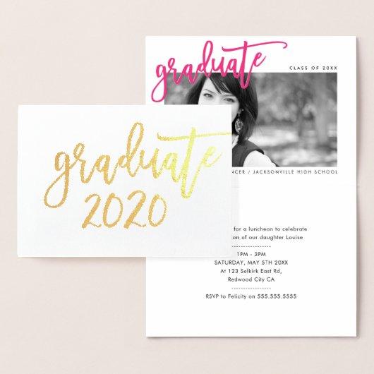 2020 GRAD PARTY modern minimlist lettering script Foil Card