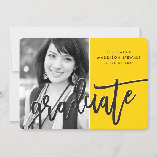 2020 GRAD PARTY modern overlay black yellow Thank You Card