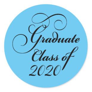 2020 Graduate Blue Graduation Party Thank You Classic Round Sticker