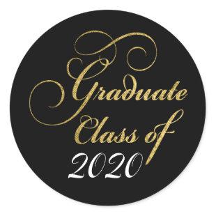 2020 Graduate Elegant Gold Graduation Party Thanks Classic Round Sticker