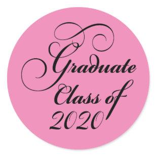 2020 Graduate Pink Graduation Party Thank You Classic Round Sticker