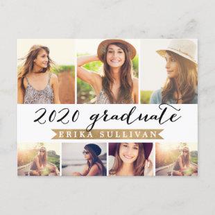 2020 Graduation Script Photo Collage Party White Holiday Postcard