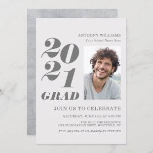 2021 Grad Party Bold Text with Your Photo Invitation