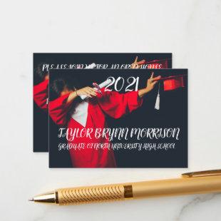 2021 Minimalist Black and White Photo Graduation I Enclosure Card