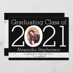 2021 Modern Numeral Frame Photo Graduation Invitation