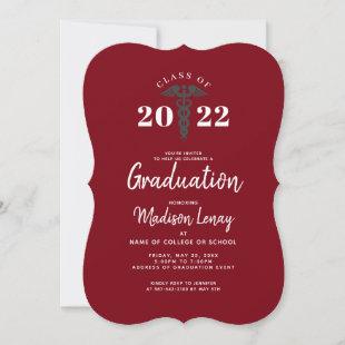2022 Burgundy Medical Nursing School Graduation Invitation