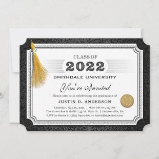 2022 Diploma Graduation Invite Gold Tassel Corners