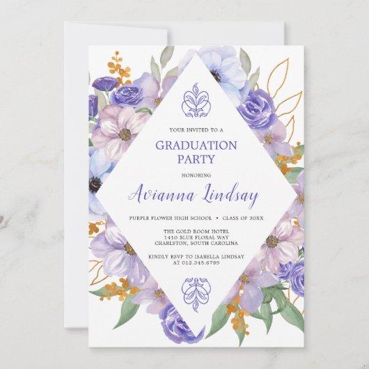 2022 Dusty Purple Floral Graduation Invitation