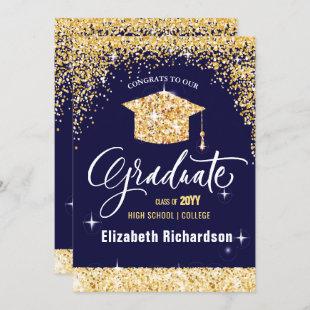 2022 Elegant Calligraphy Gold Glitter Graduation Announcement