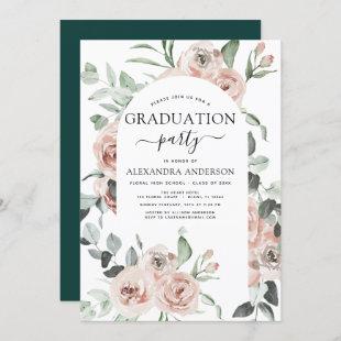 2022 Emerald Green Graduation Floral Greenery Invitation