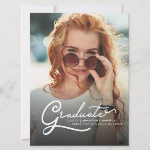 2022 Grad Photo Senior Script Graduation Party Invitation