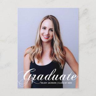 2022 Graduate Photo Elegant Calligraphy Overlay Postcard