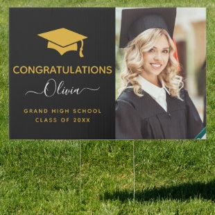 2022 Graduation Black Gold High School College Sign