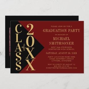 2022 Graduation Black Red Modern Editable Color Invitation