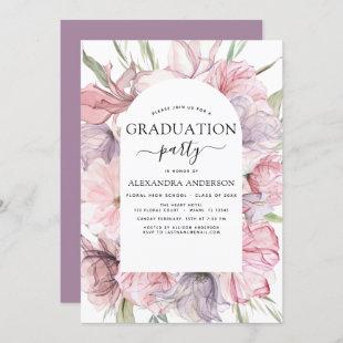 2022 Graduation Boho Dusty Pink Purple  Invitation