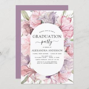 2022 Graduation Boho Dusty Pink Purple Invitation