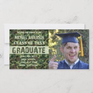 2022 Graduation Camouflage Custom Photo Green Announcement