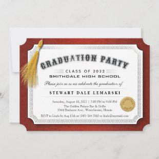 2022 Graduation Diploma Maroon & Gold Invite