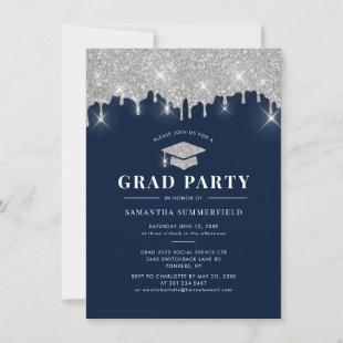 2022 Graduation Navy Silver Glitter Grad Party