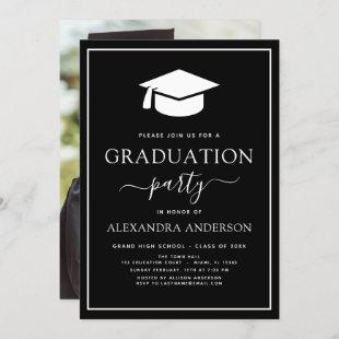 2022 Graduation Party Photo Picture Black White In Invitation