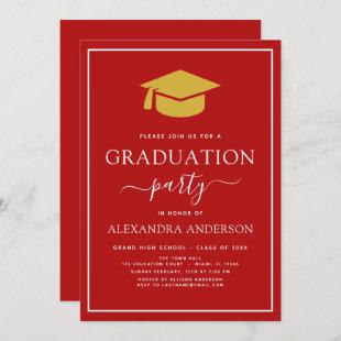 2022 Graduation Party Red Gold Color Option Invita Invitation
