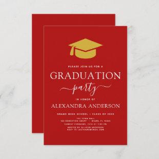 2022 Graduation Party Red Gold Color Option Invitation