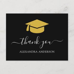 2022 Graduation Thank You Black Gold Postcard