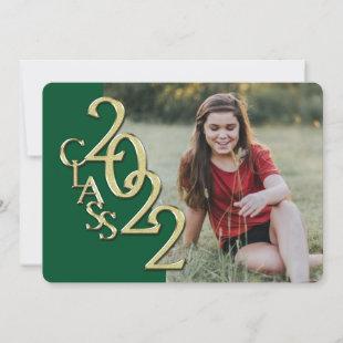 2022 Green and Gold Graduation with Photo  Invitation