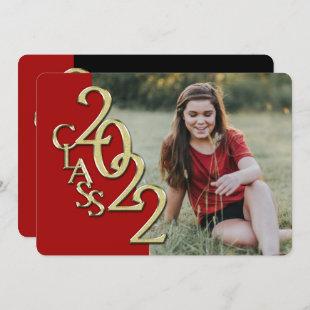 2022 Red and Gold Graduation with Photo  Invitation