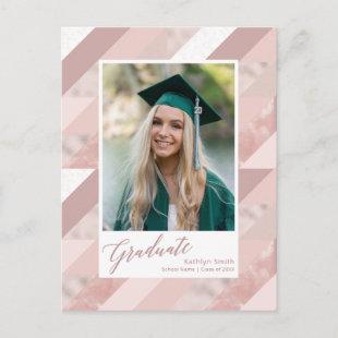 2022 Rose Gold Marble Modern Photo Graduation Invitation Postcard